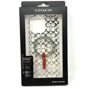 Coach iPhone 15 Pro Max Clear Case Signature Cs Deep Forest Logo Magsafe NIP